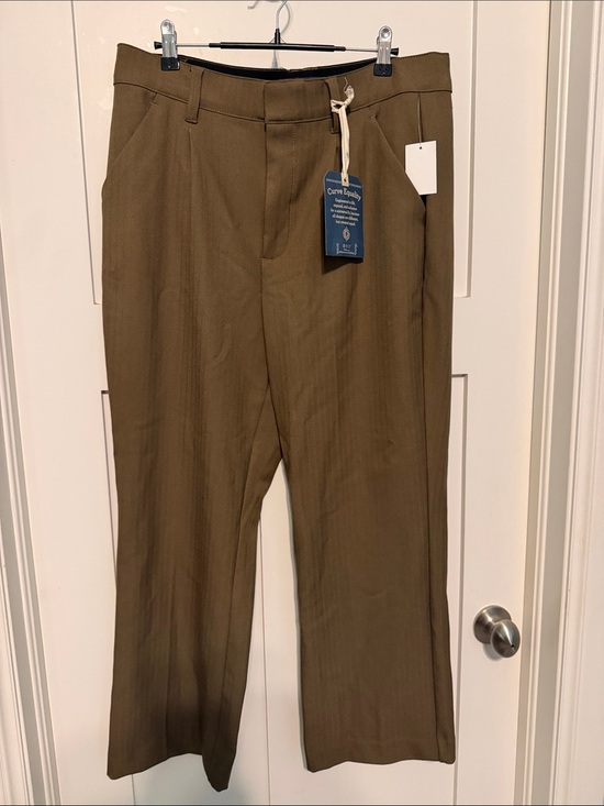 Democracy Pants - Democracy “Ab Solution” Straight-Leg Pleated Trousers in Olive Brown